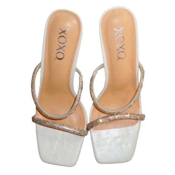 XOXO Folee Dress Sandals Off White Sparkly‎ Block Heel Open Toe Womens Size 8 - Picture 7 of 7